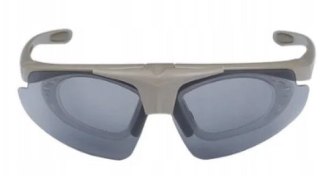 Okulary strzeleckie Wosport Tan - 3 wymienne wizjery, pasek