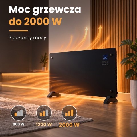 Extralink Inteligentny panelowy grzejnik o mocy 2000W | Kolor czarny
