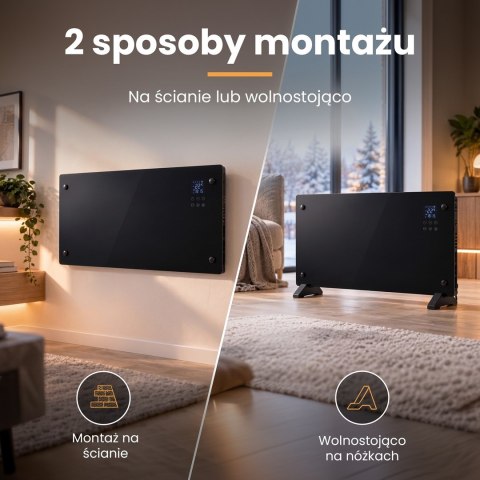 Extralink Inteligentny panelowy grzejnik o mocy 2000W | Kolor czarny