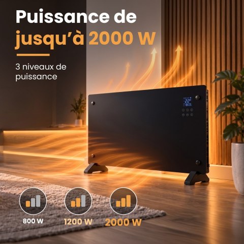 Extralink Inteligentny panelowy grzejnik o mocy 2000W | Kolor czarny