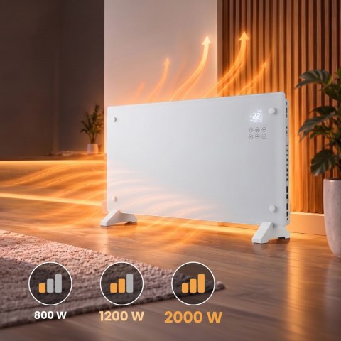 Extralink Inteligentny szklany grzejnik o mocy 2000W | Kolor biały