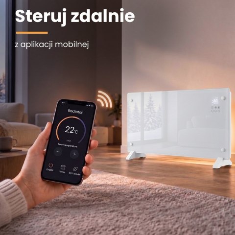 Extralink Inteligentny szklany grzejnik o mocy 2000W | Kolor biały