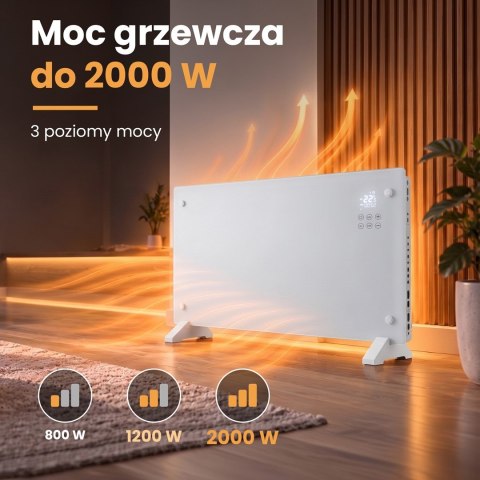 Extralink Inteligentny szklany grzejnik o mocy 2000W | Kolor biały