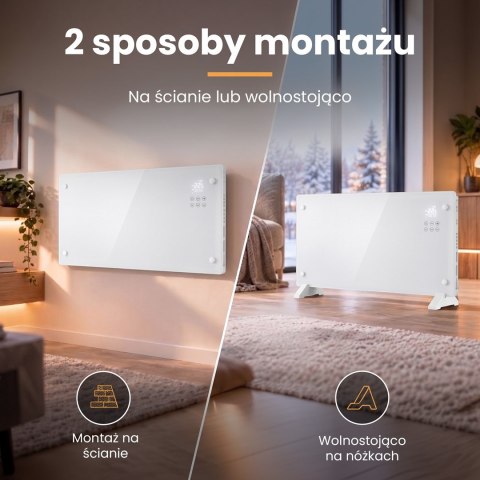 Extralink Inteligentny szklany grzejnik o mocy 2000W | Kolor biały
