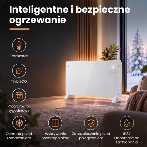 Extralink Inteligentny szklany grzejnik o mocy 2000W | Kolor biały