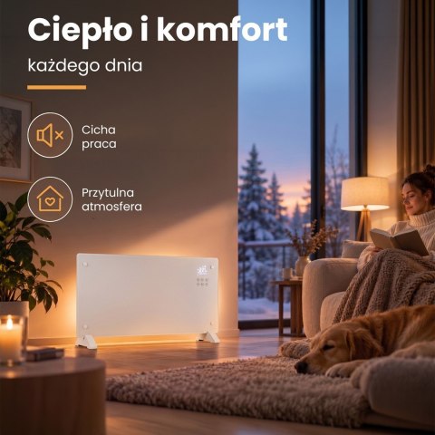 Extralink Inteligentny szklany grzejnik o mocy 2000W | Kolor biały