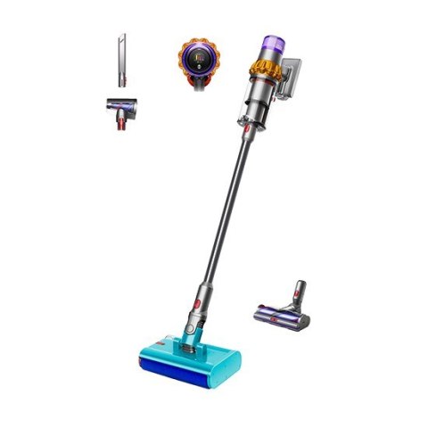Dyson V15s Detect Submarine Odkurzacz stojący 2 w 1 Bateria Suchy i Mokry Bez worka 0,77 l Nikiel, Żółty