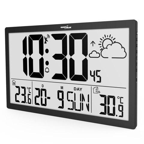 GREENBLUE ZEGAR ŚCIENNY LCD BARDZO DUŻY, TEMPERATURA, DATA GB218
