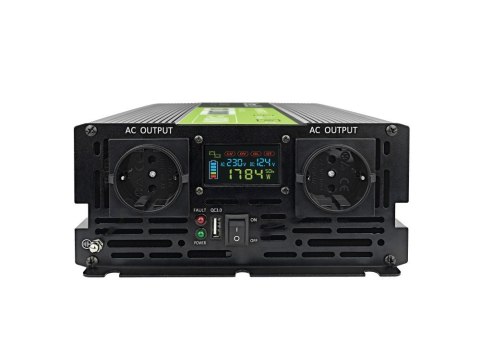 GREEN CELL PRZETWORNICA LCD 12V/230V 2000W/4000W CZYSTY SINUS INVGC12P2000LCD