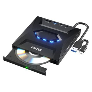 UNITEK NAGRYWARKA ZEWNĘTRZNA DVD/CD HUB USB 5GBPS, CZYTNIK KART SD