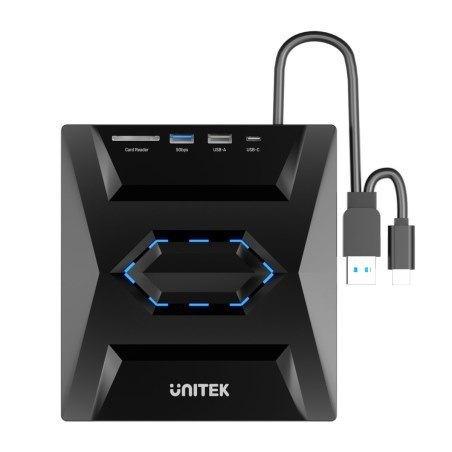 UNITEK NAGRYWARKA ZEWNĘTRZNA DVD/CD HUB USB 5GBPS, CZYTNIK KART SD