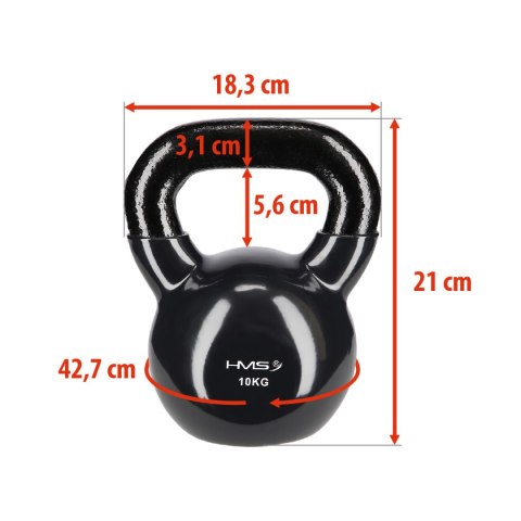 KNV10 BLACK KETTLEBELL ŻELIWNY POKRYTY WINYLEM HMS-o
