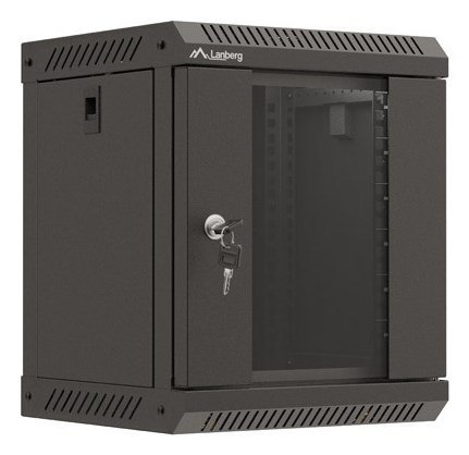 LANBERG SZAFA INSTALACYJNA RACK WISZĄCA 10" 6U 300X300 CZARNA DRZWI PRZESZKLONE (FLAT PACK)