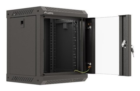 LANBERG SZAFA INSTALACYJNA RACK WISZĄCA 10" 6U 300X300 CZARNA DRZWI PRZESZKLONE (FLAT PACK)