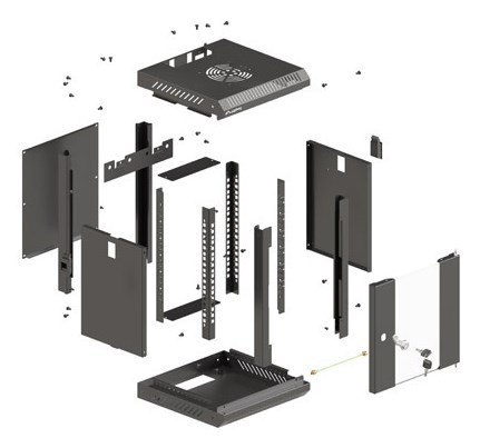 LANBERG SZAFA INSTALACYJNA RACK WISZĄCA 10" 6U 300X300 CZARNA DRZWI PRZESZKLONE (FLAT PACK)