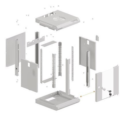 LANBERG SZAFA INSTALACYJNA RACK WISZĄCA 10" 6U 300X300 SZARA DRZWI PRZESZKLONE (FLAT PACK)