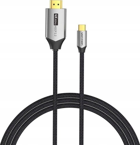Kabel USB-C do HDMI Vention 4K@60Hz w oplocie 2m szary