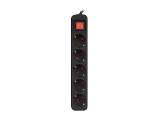 LANBERG LISTWA PRZEDŁUŻACZ 1.5M 5X 230V SCHUKO Z WYŁĄCZNIKIEM KABEL WYKONANY Z PEŁNEJ MIEDZI CZARNA