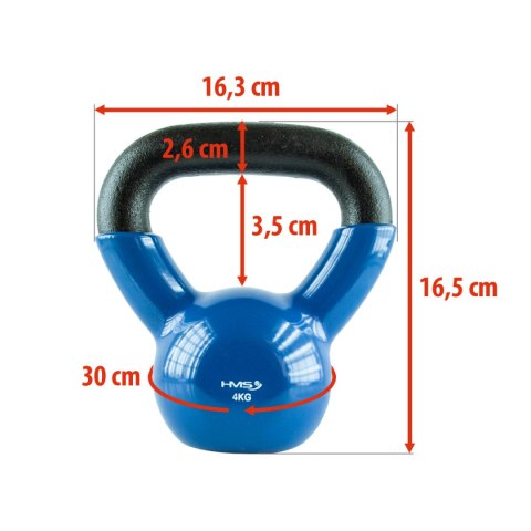 KNV04 BLUE KETTLEBELL ŻELIWNY POKRYTY WINYLEM HMS-o