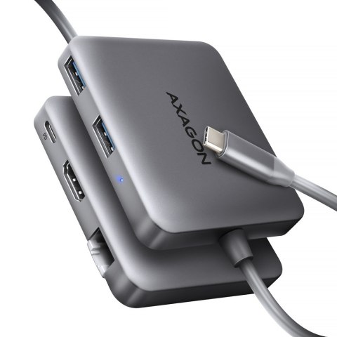 Axagon N HMC-5HL USB 5Gbps hub 2x USB-A HDMI 4k/60Hz RJ-45 GLAN PD 100W kabel USB-C Przewodowa USB 3.2 Gen 1 (3.1 Gen 1) Type-C 