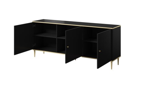 Komoda GLAMOUR 180x40x75,5 czarny mat + złoty Komoda GLAMOUR 180x40x75,5 czarny mat + złoty
