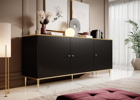 Komoda GLAMOUR 180x40x75,5 czarny mat + złoty Komoda GLAMOUR 180x40x75,5 czarny mat + złoty