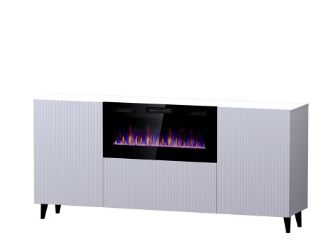 Komoda PAFOS z kominkiem elektrycznym 180x42x82 biały mat Komoda PAFOS z kominkiem elektrycznym 180x42x82 biały mat