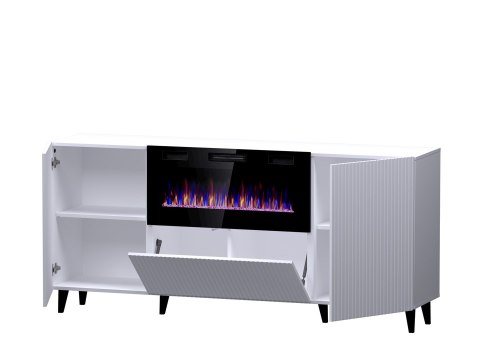 Komoda PAFOS z kominkiem elektrycznym 180x42x82 biały mat Komoda PAFOS z kominkiem elektrycznym 180x42x82 biały mat