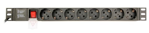 GEMBIRD LISTWA ZASILAJĄCA RACK 19" PDU EG-PDU-014-C14 1U, 16A, 8X SCHUKO, WTYK C14, KABEL 3M GEMBIRD LISTWA ZASILAJĄCA RACK 19" PDU EG-PDU-014-C14 1U, 16A, 8X SCHUKO, WTYK C14, KABEL 3M