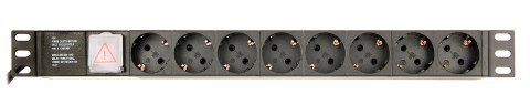 GEMBIRD LISTWA ZASILAJĄCA RACK 19" PDU EG-PDU-014-C14 1U, 16A, 8X SCHUKO, WTYK C14, KABEL 3M GEMBIRD LISTWA ZASILAJĄCA RACK 19" PDU EG-PDU-014-C14 1U, 16A, 8X SCHUKO, WTYK C14, KABEL 3M