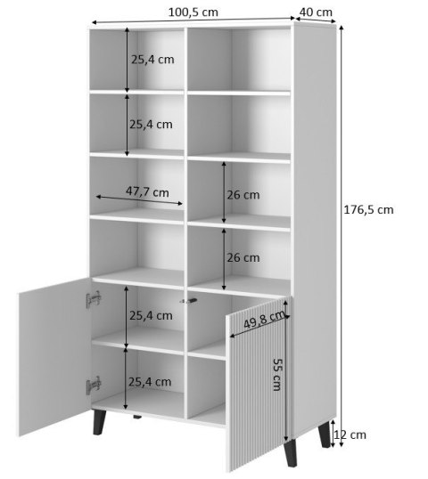 Regał PAFOS 100x40xH176,5 biały mat Regał PAFOS 100x40xH176,5 biały mat