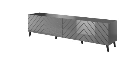 Szafka RTV ABETO 200x42x52 grafit/grafit połysk Szafka RTV ABETO 200x42x52 grafit/grafit połysk