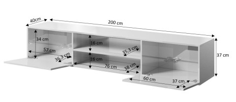Szafka RTV SLIDE 200K 200x40xH37 cała w czarnym połysku Szafka RTV SLIDE 200K 200x40xH37 cała w czarnym połysku