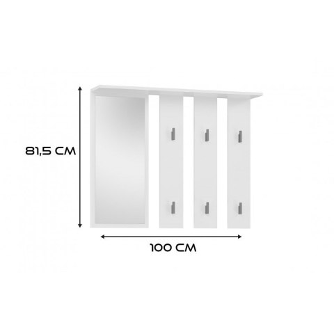 Wieszak + lustro PARMA 100x15xH.81,5 biel Wieszak + lustro PARMA 100x15xH.81,5 biel