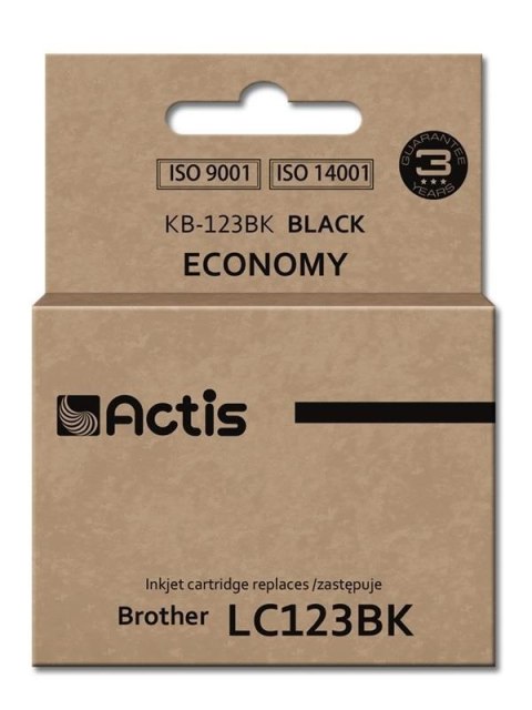 Tusz ACTIS KB-123Bk (zamiennik Brother LC123BK/LC121BK; Standard; 15 ml; czarny) Tusz ACTIS KB-123Bk (zamiennik Brother LC123BK/LC121BK; Standard; 15 ml; czarny)