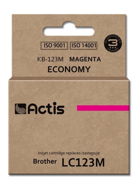 Tusz ACTIS KB-123M (zamiennik Brother LC123M/LC121M; Standard; 10 ml; czerwony) Tusz ACTIS KB-123M (zamiennik Brother LC123M/LC121M; Standard; 10 ml; czerwony)