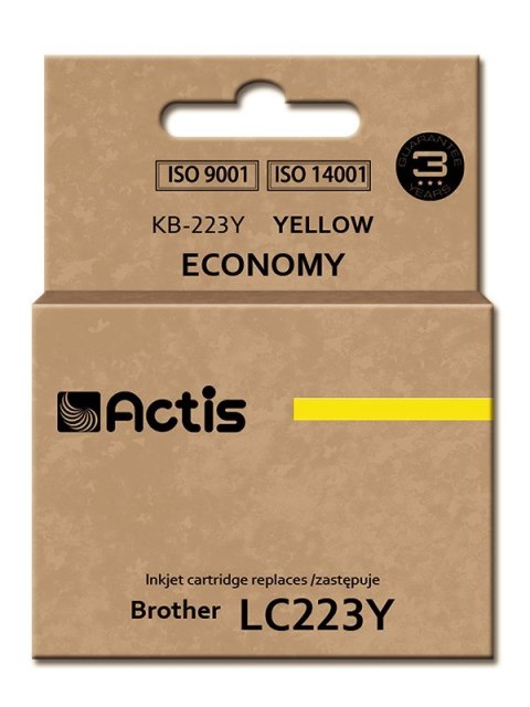 Tusz ACTIS KB-223Y (zamiennik Brother LC223Y; Standard; 10 ml; żółty) Tusz ACTIS KB-223Y (zamiennik Brother LC223Y; Standard; 10 ml; żółty)