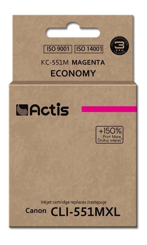 Tusz ACTIS KC-551M (zamiennik Canon CLI-551M; Standard; 12 ml; czerwony) Tusz ACTIS KC-551M (zamiennik Canon CLI-551M; Standard; 12 ml; czerwony)