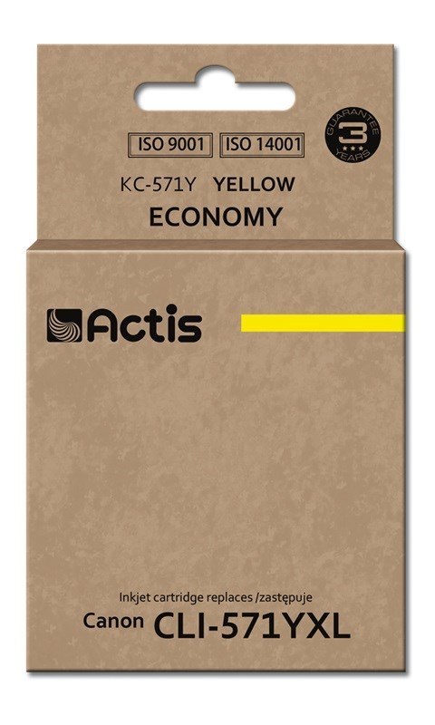 Tusz ACTIS KC-571Y (zamiennik Canon CLI-571Y; Standard; 12 ml; żółty) Tusz ACTIS KC-571Y (zamiennik Canon CLI-571Y; Standard; 12 ml; żółty)