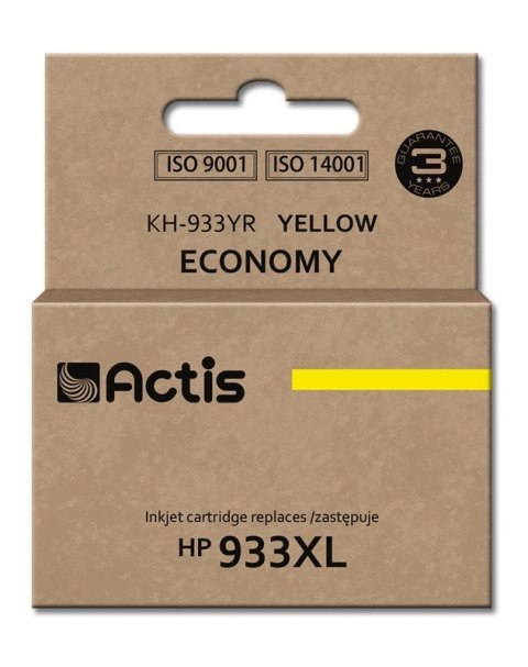 Tusz ACTIS KH-933YR (zamiennik HP 933XL CN056AE; Standard; 13 ml; żółty) Tusz ACTIS KH-933YR (zamiennik HP 933XL CN056AE; Standard; 13 ml; żółty)