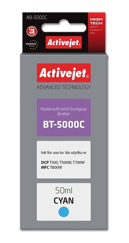 Tusz Activejet AB-5000C (zamiennik Brother BT-5000C; Supreme; 50 ml; niebieski) Tusz Activejet AB-5000C (zamiennik Brother BT-5000C; Supreme; 50 ml; niebieski)