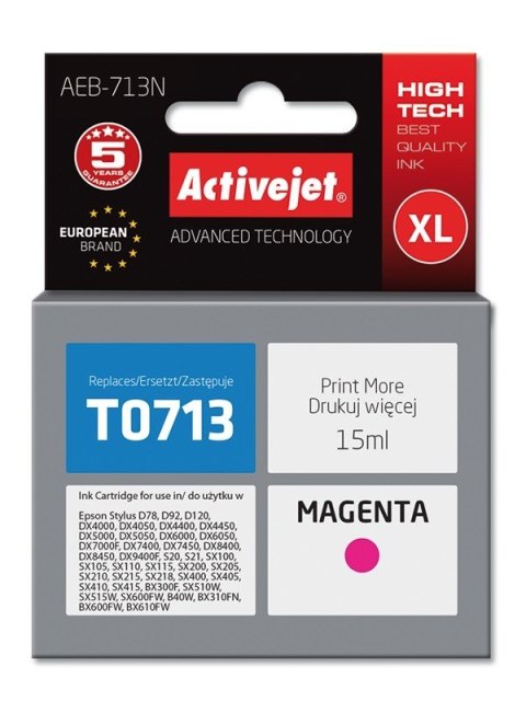 Tusz Activejet AEB-713N (zamiennik Epson T0713, T0893, T1003; Supreme; 15 ml; czerwony) Tusz Activejet AEB-713N (zamiennik Epson T0713, T0893, T1003; Supreme; 15 ml; czerwony)