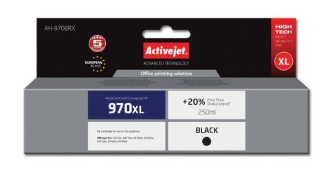 Tusz Activejet AH-970BRX (zamiennik HP 970XL CN625AE; Premium; 250 ml; czarny) Tusz Activejet AH-970BRX (zamiennik HP 970XL CN625AE; Premium; 250 ml; czarny)