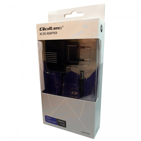 Qoltec Zasilacz wtyczkowy 7.5W | 7.5V | 1A | 5.5*2.1