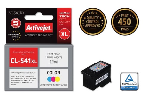 Tusz Activejet AC-541RX (zamiennik Canon CL-541XL; Premium; 18 ml; kolor) Tusz Activejet AC-541RX (zamiennik Canon CL-541XL; Premium; 18 ml; kolor)
