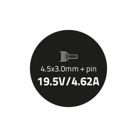 Qoltec Zasilacz do HP 90W | 19.5V | 4.62A | 4.5*3.0+pin | +kabel zasilający Qoltec Zasilacz do HP 90W | 19.5V | 4.62A | 4.5*3.0+pin | +kabel zasilający