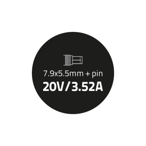 Qoltec Zasilacz do IBM 65W | 20V | 3.52A | 7.9*5.5+pin | +kabel zasilający Qoltec Zasilacz do IBM 65W | 20V | 3.52A | 7.9*5.5+pin | +kabel zasilający