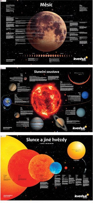 (CZ) Zestaw plakatów Levenhuk przedstawiających ciała niebieskie
