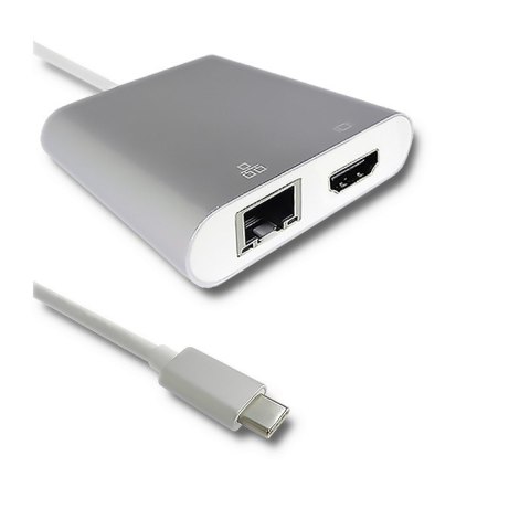 Qoltec Adapter USB 3.1 typ C męski | HDMI A żeński + USB 3.0 A żeński + RJ45 żeński + PD Qoltec Adapter USB 3.1 typ C męski | HDMI A żeński + USB 3.0 A żeński + RJ45 żeński + PD