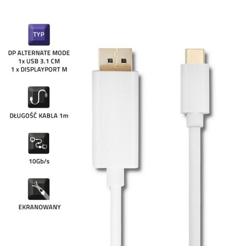 Qoltec DisplayPort Alternate mode | USB 3.1 typ C męski | Displayport męski | 5K | 1m Qoltec DisplayPort Alternate mode | USB 3.1 typ C męski | Displayport męski | 5K | 1m